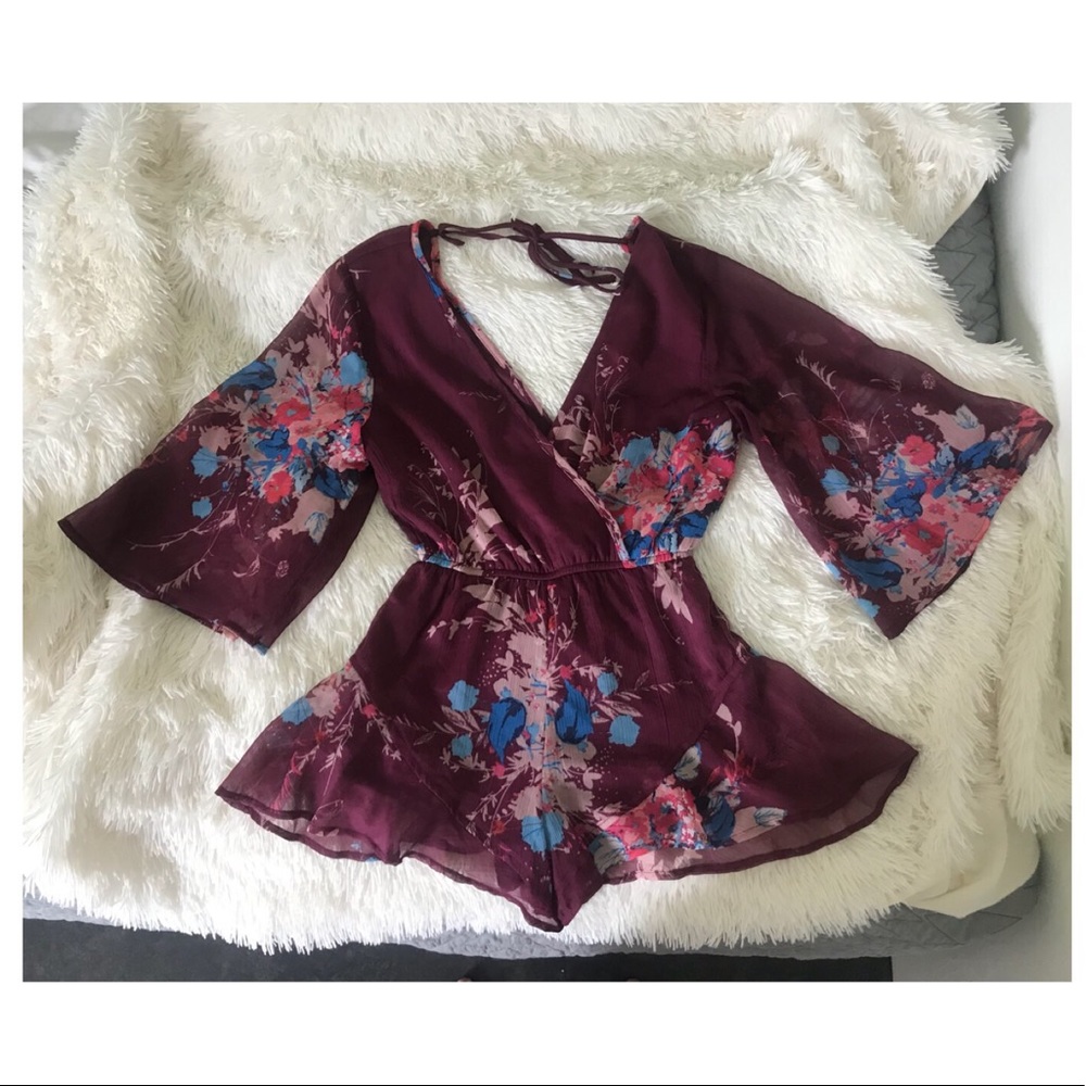 floral wine romper
